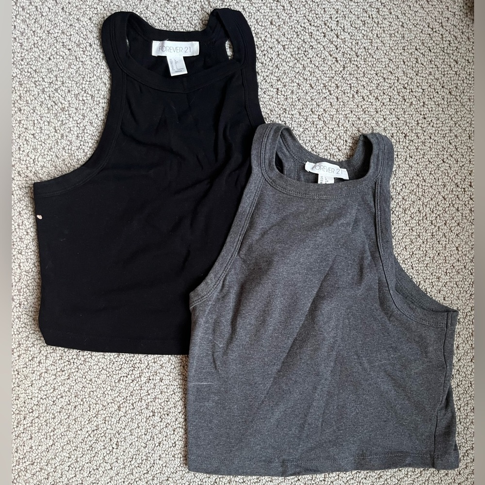Black and Grey Crop Top Sold Together Size L